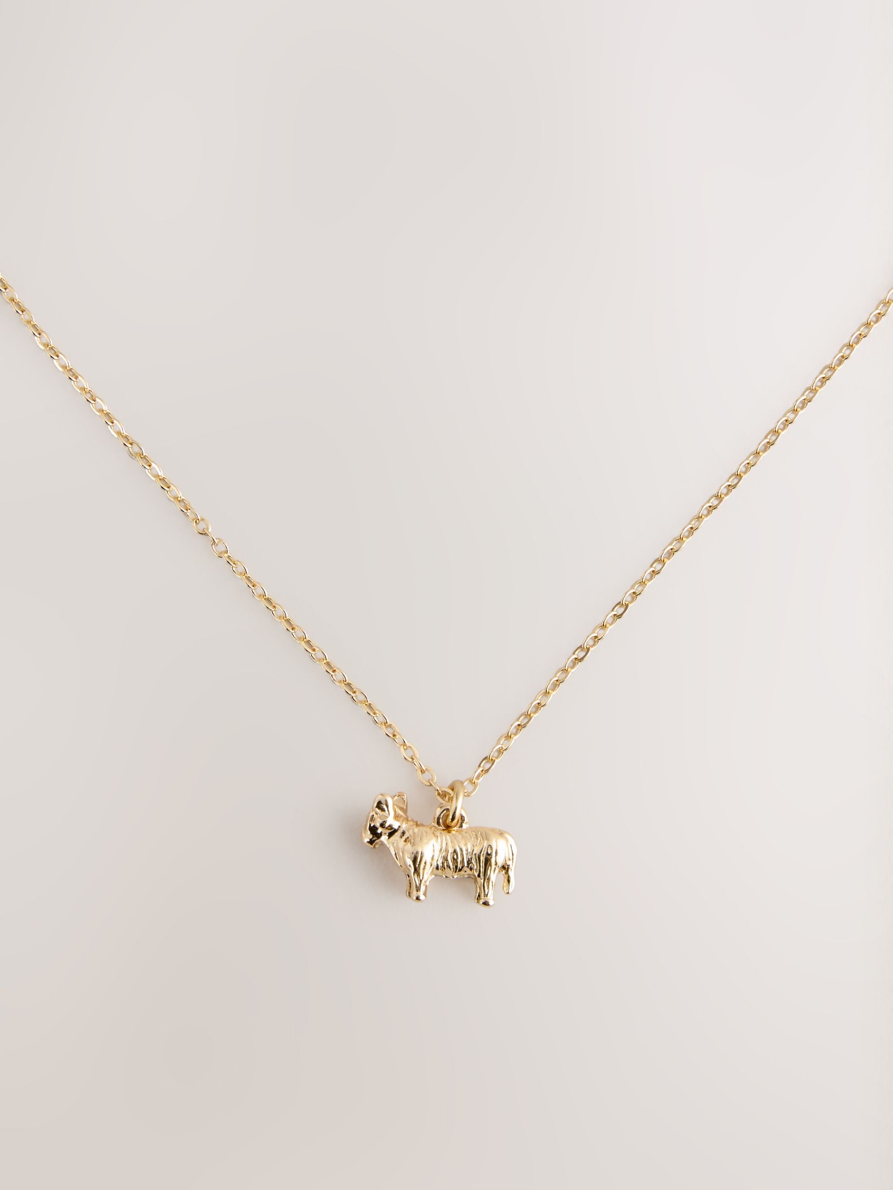Gold Tone Sausage Dog Pendant Necklace