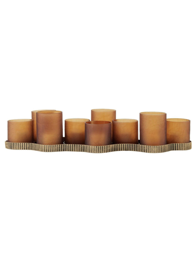 Libra Interiors Belvedere aged gold 9 light candle holder - British product