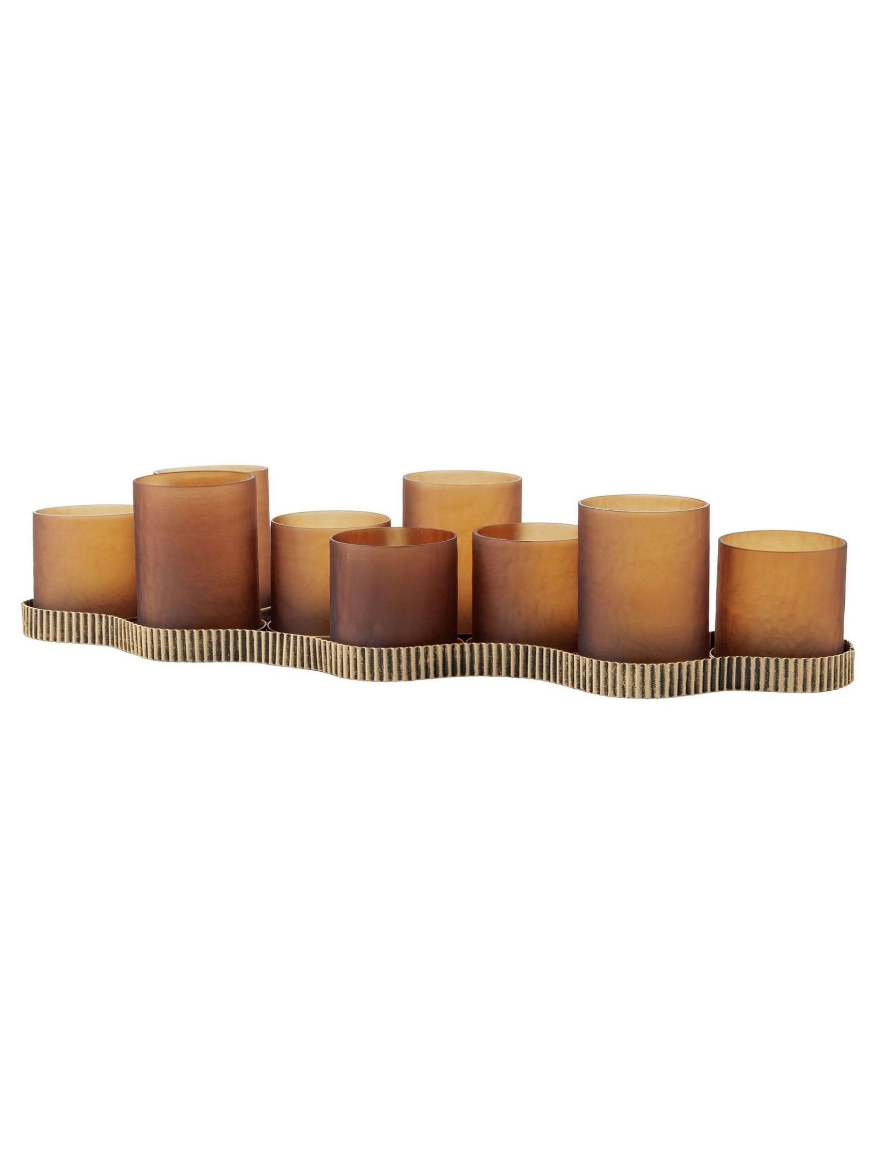 Libra Interiors Belvedere aged gold 9 light candle holder - British product