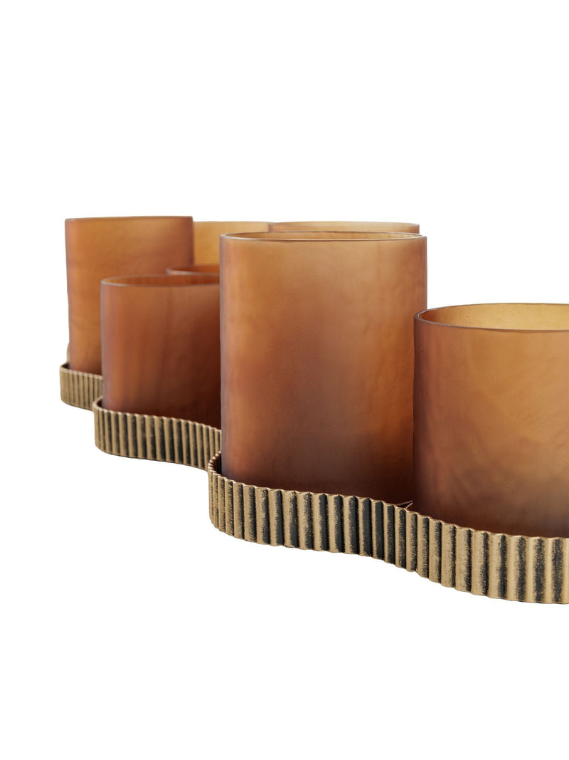 Libra Interiors Belvedere aged gold 9 light candle holder - British product