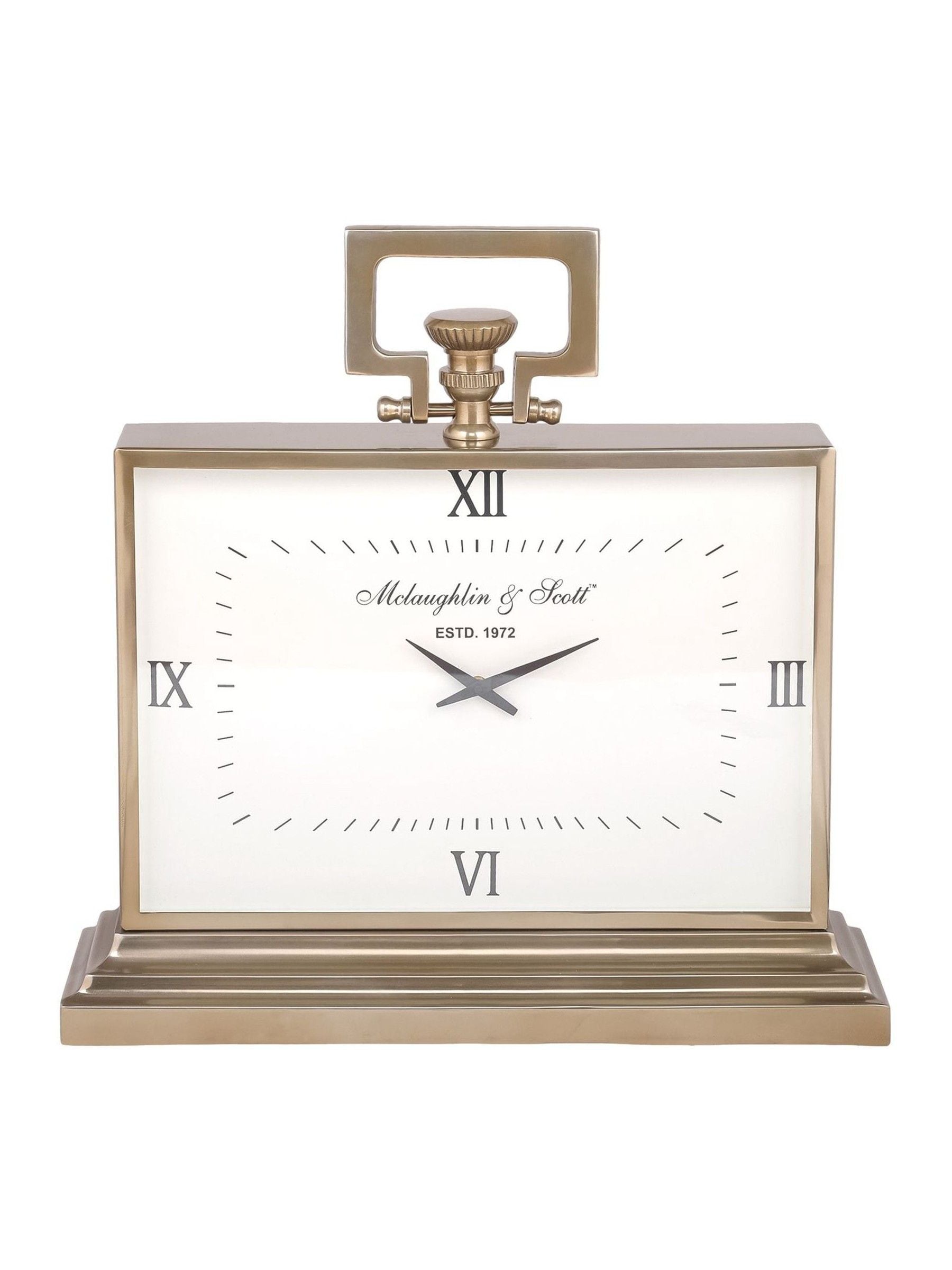 Libra Interiors mantel clock brass Latham large, imported from the UK