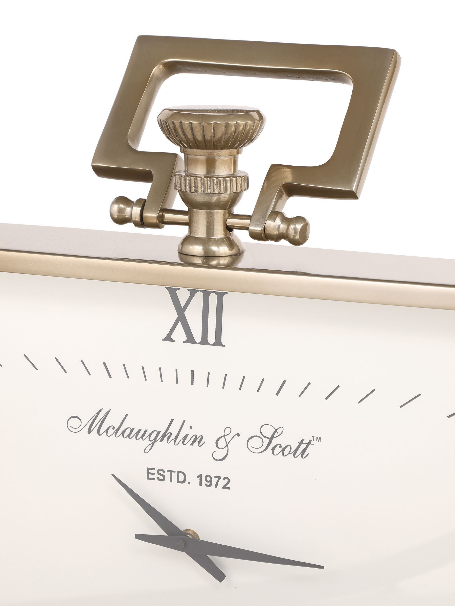 Libra Interiors mantel clock brass Latham large, imported from the UK