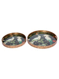 Libra Interiors decorative tray set green tropical birds 45cm, imported from the UK