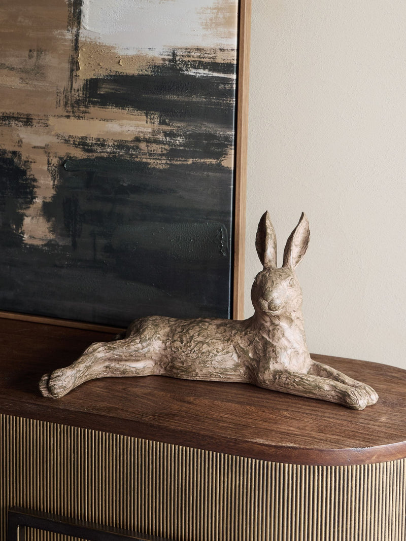 Libra Interiors lying hare ornament in stone and resin, British product
