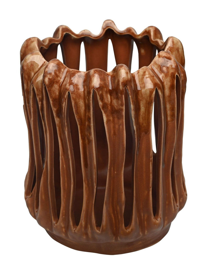 Libra Interiors Denton reactive glaze candle holder 23cm - British product
