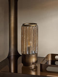 Libra Interiors copper-brown fluted glass large table lamp (British brand)