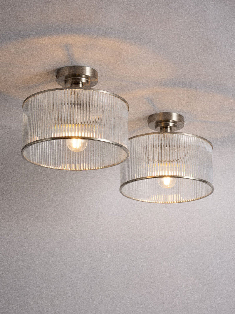 The Set ribbed glass flush lights 2 pack, imported from the UK