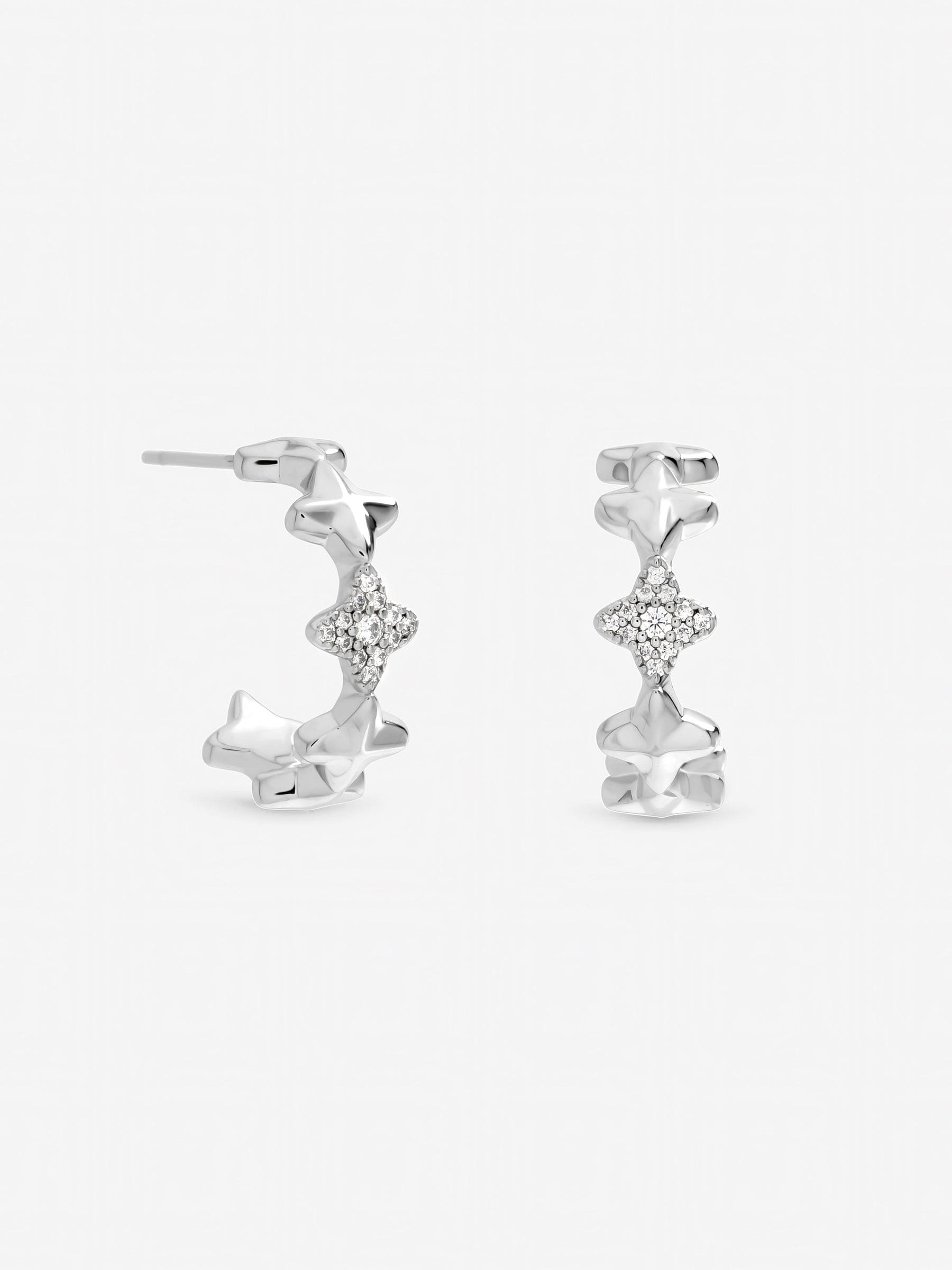 Inicio sterling silver celestial star hoop earrings - British product