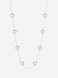 Inicio white crystal clover necklace with gift pouch, imported from the UK