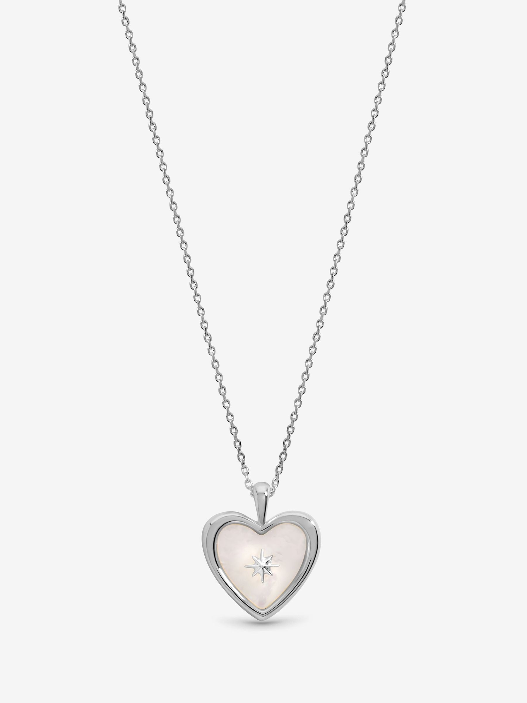 Inicio sterling silver mother of pearl heart pendant (British brand)