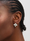 Inicio sterling silver mother of pearl clover stud earrings, UK version