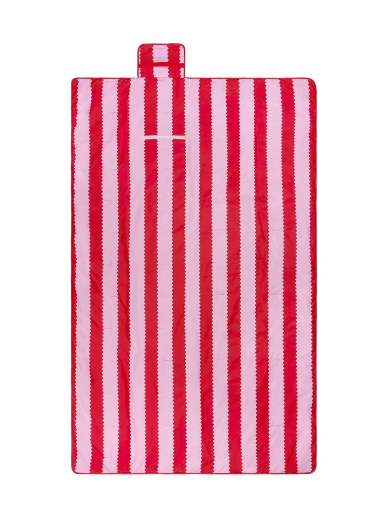 Wylder Pink Birdie Stripe picnic blanket large, UK version