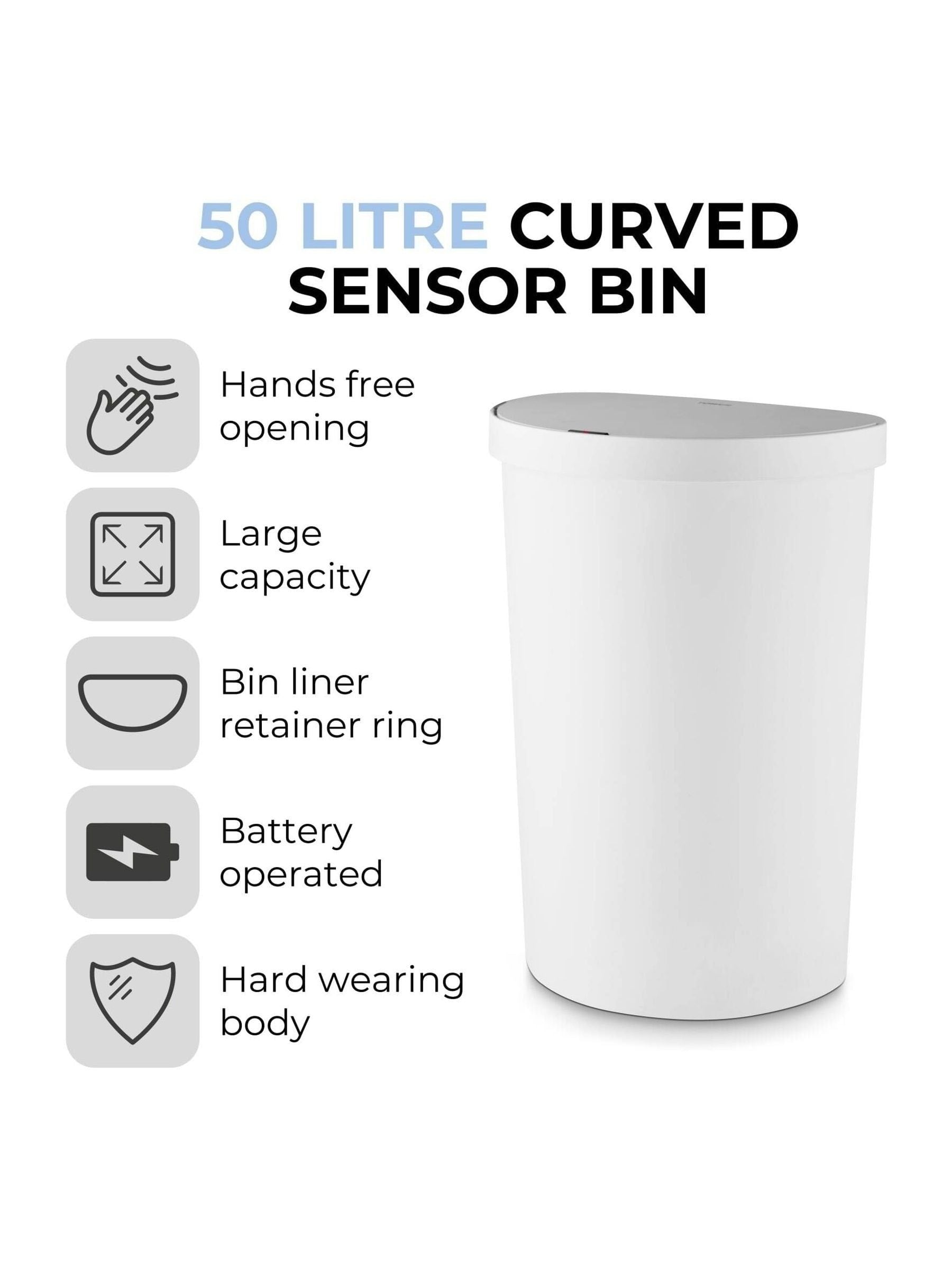 Tower black curved sensor bin 50L - British product