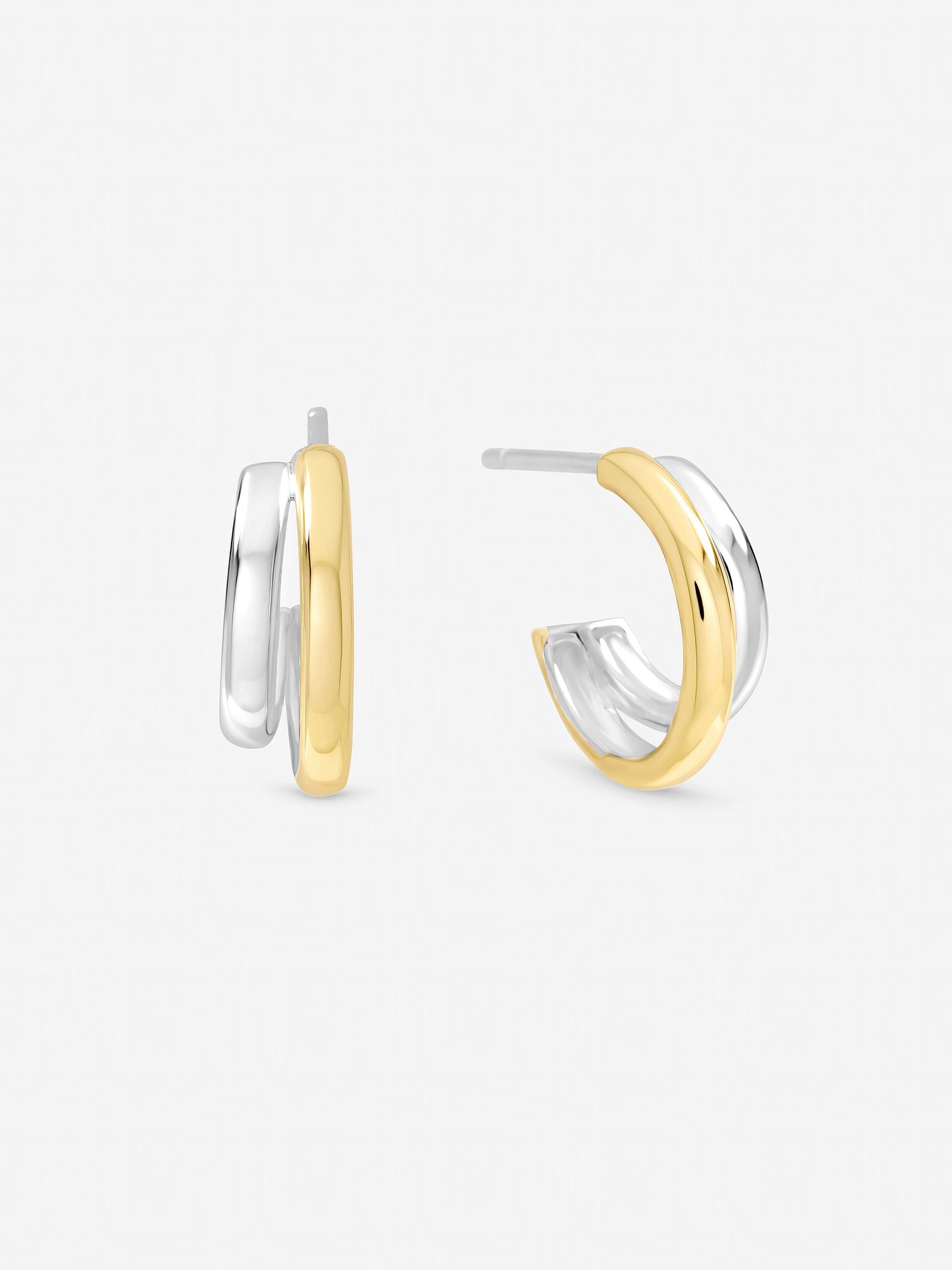 Inicio two tone double row hoop earrings 15.5mm, UK version