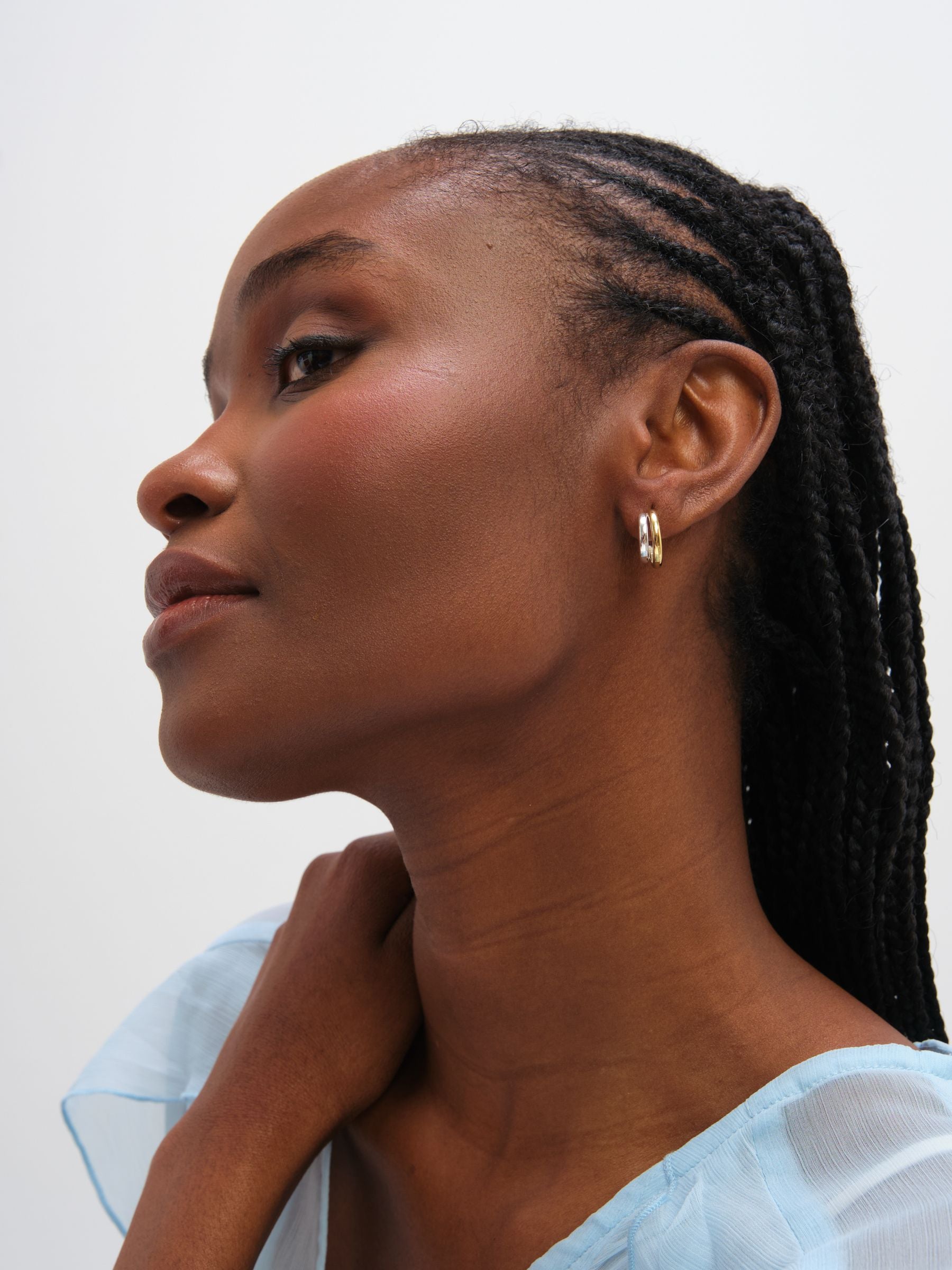 Inicio two tone double row hoop earrings 15.5mm, UK version