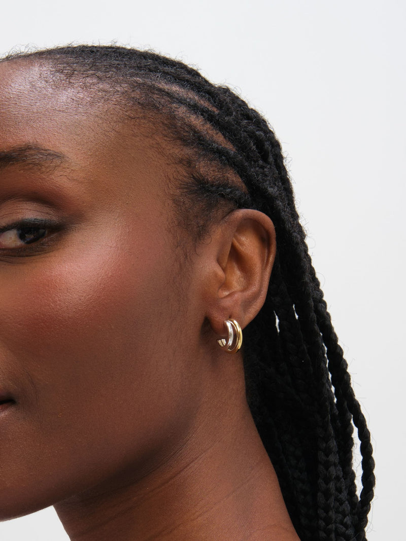 Inicio two tone double row hoop earrings 15.5mm, UK version