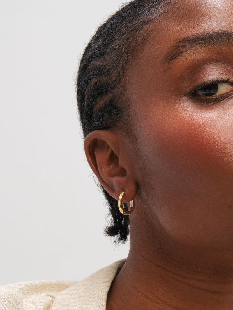 Inicio two tone hoop earrings with silver and gold plating, UK version