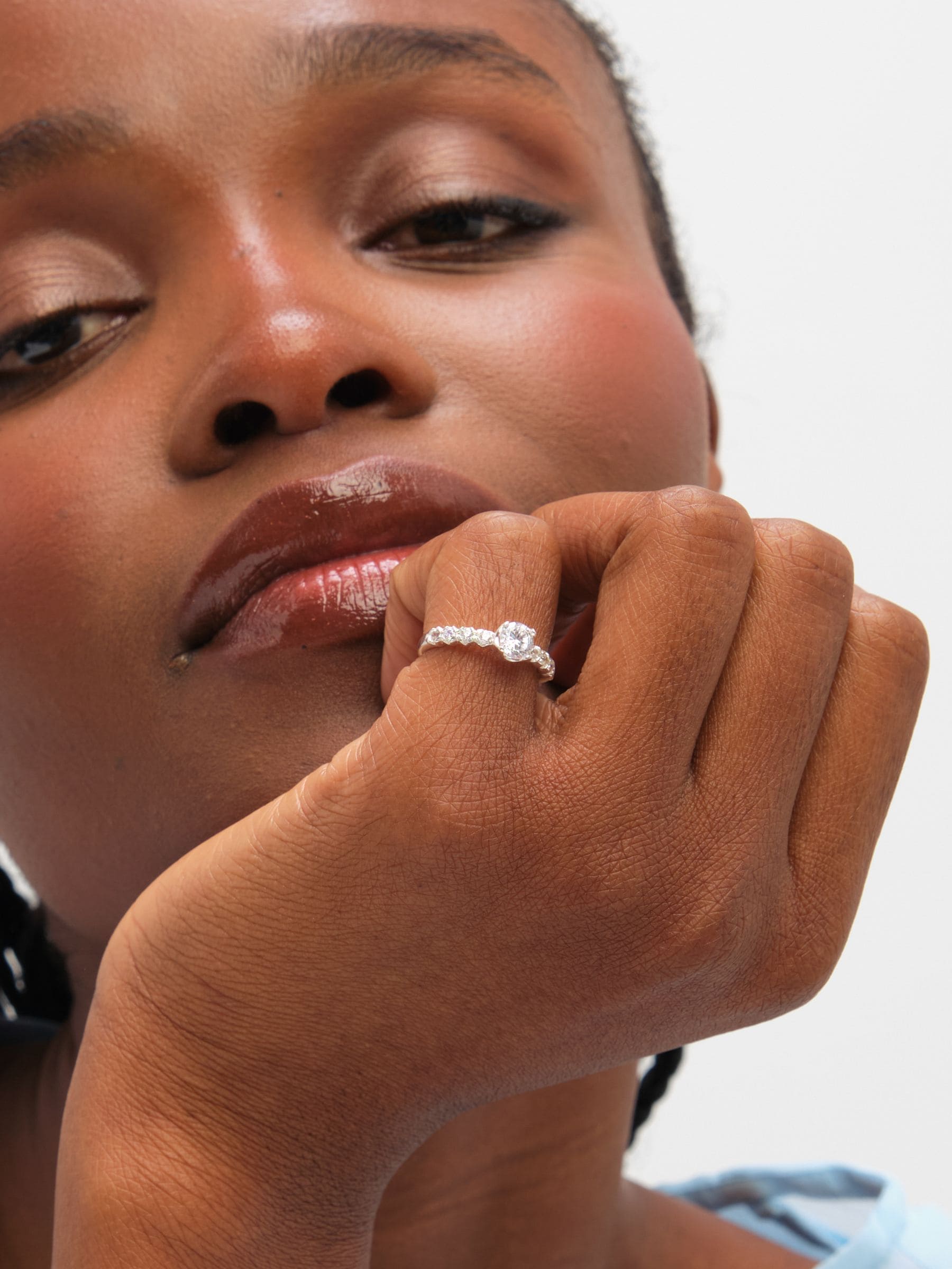 Inicio cushion cut cubic zirconia engagement ring, imported from the UK