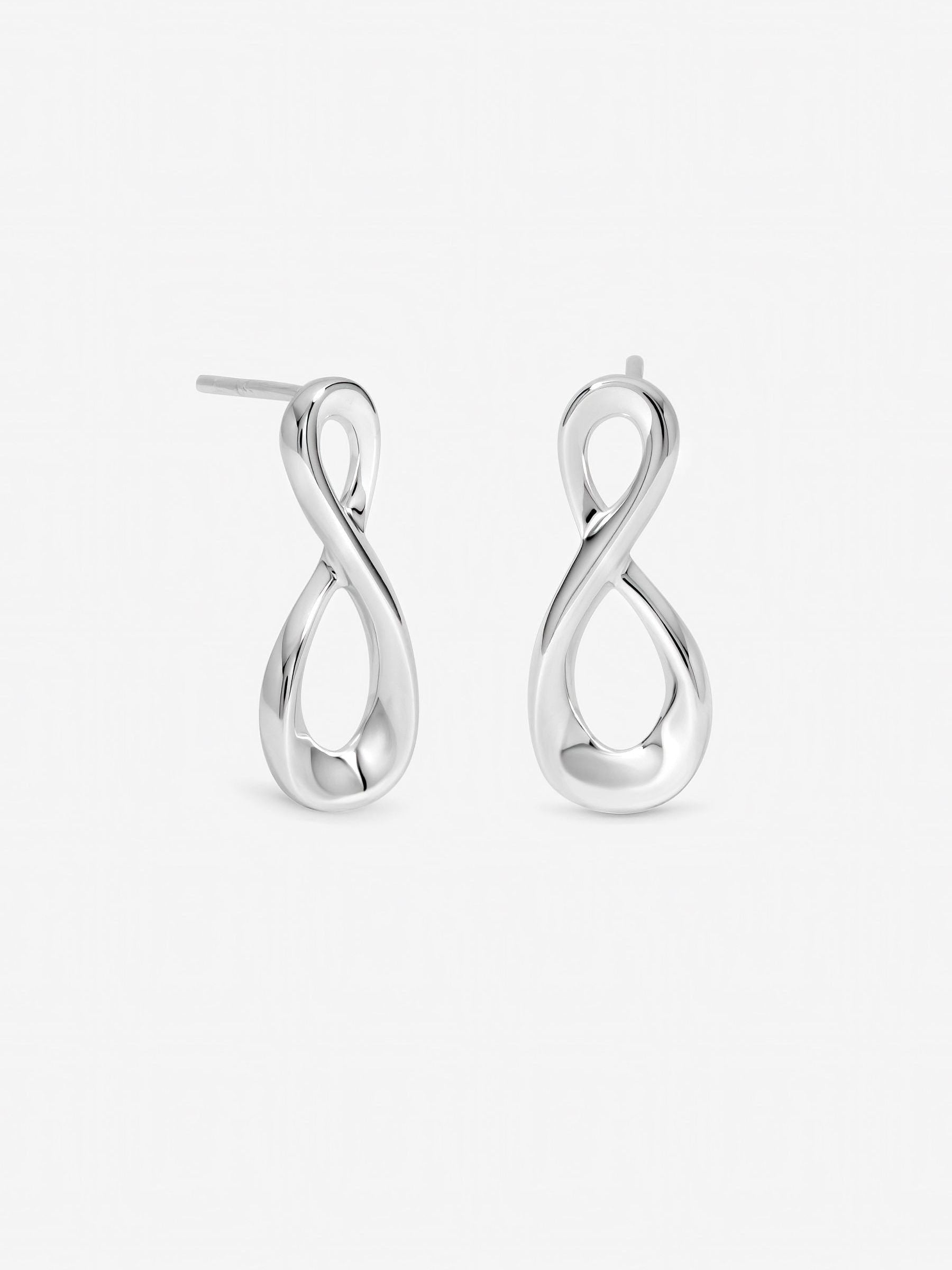 Inicio sterling silver plated infinity stud earrings (British brand)