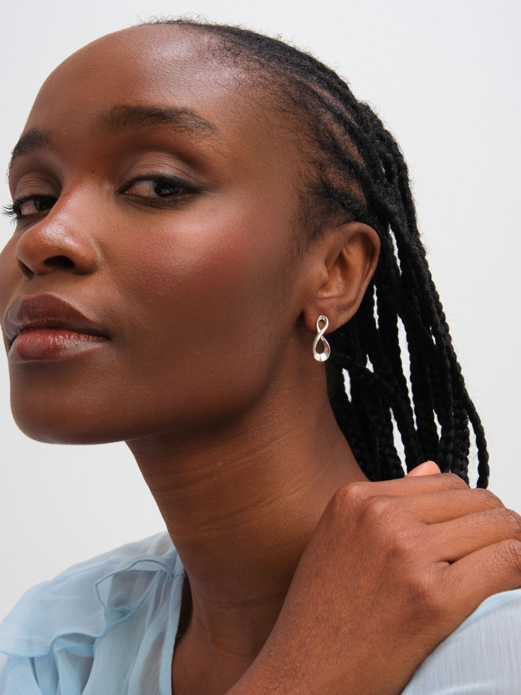 Inicio sterling silver plated infinity stud earrings (British brand)