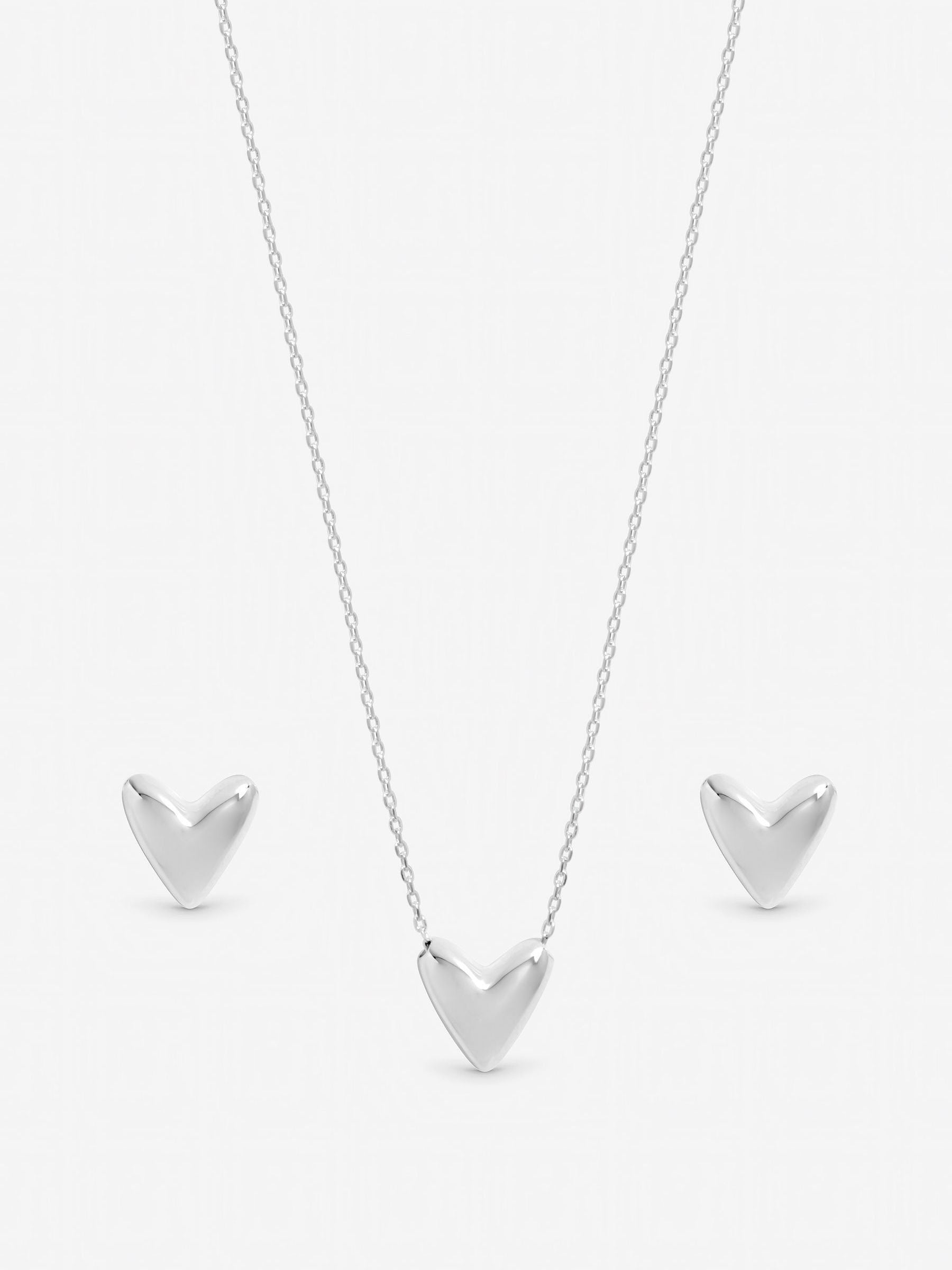 Inicio sterling silver plated puff heart set - British product