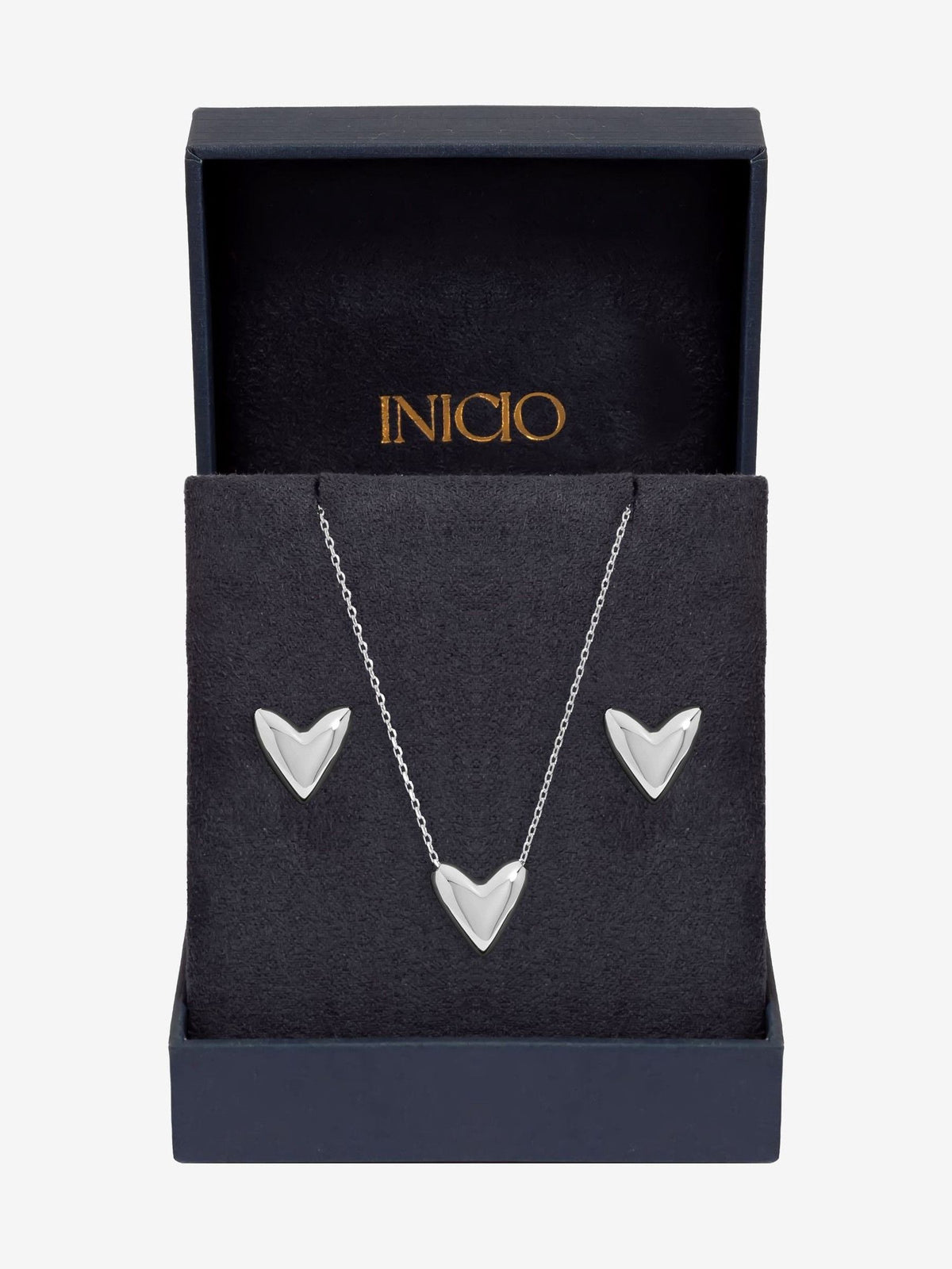 Inicio sterling silver plated puff heart set - British product