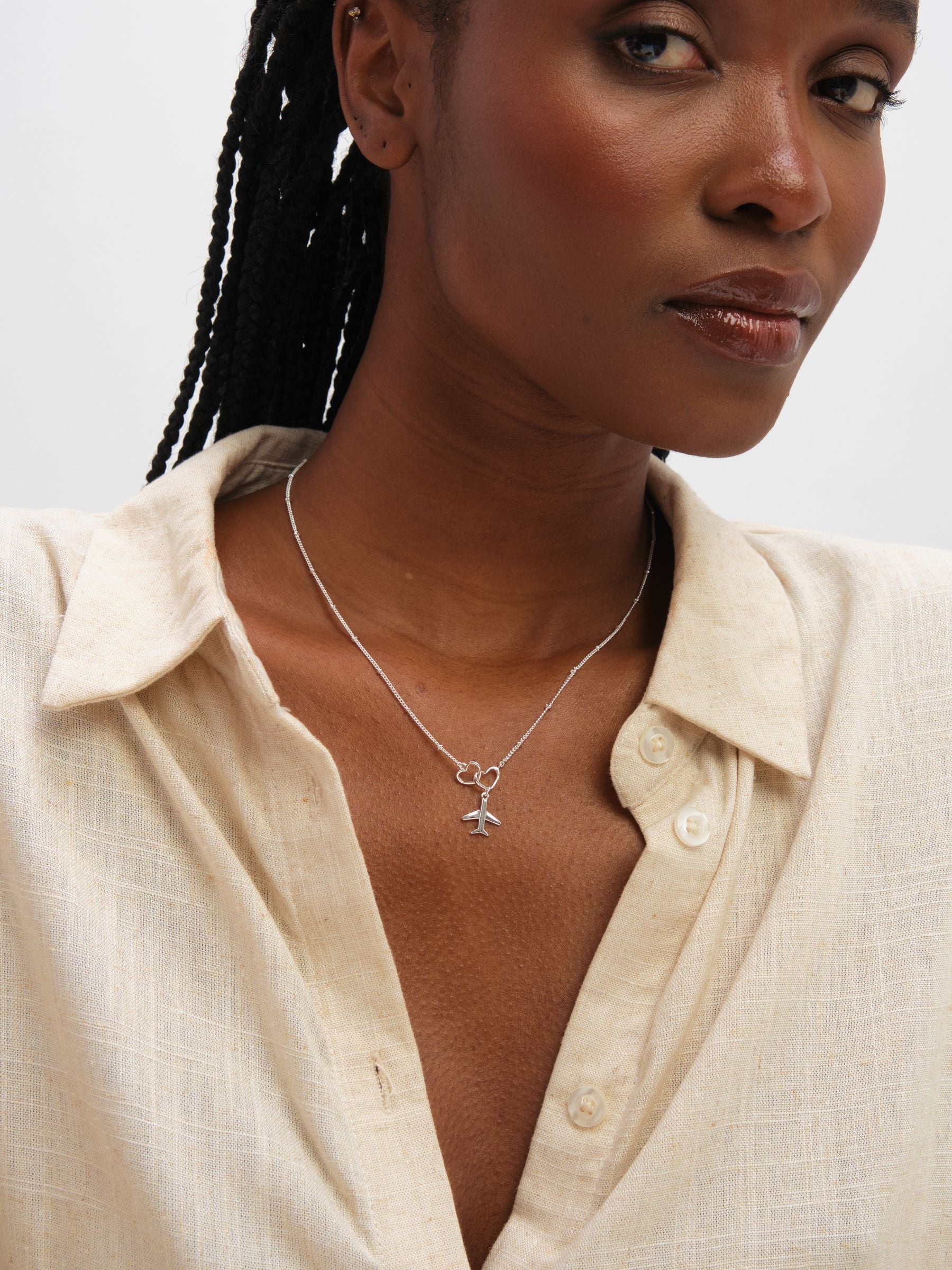 Inicio sterling silver heart plane necklace - imported from the UK