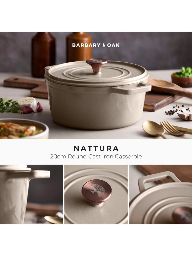 Barbary and Oak Cashmere Nattura Cast Iron Casserole 2.2L Cooking Pot