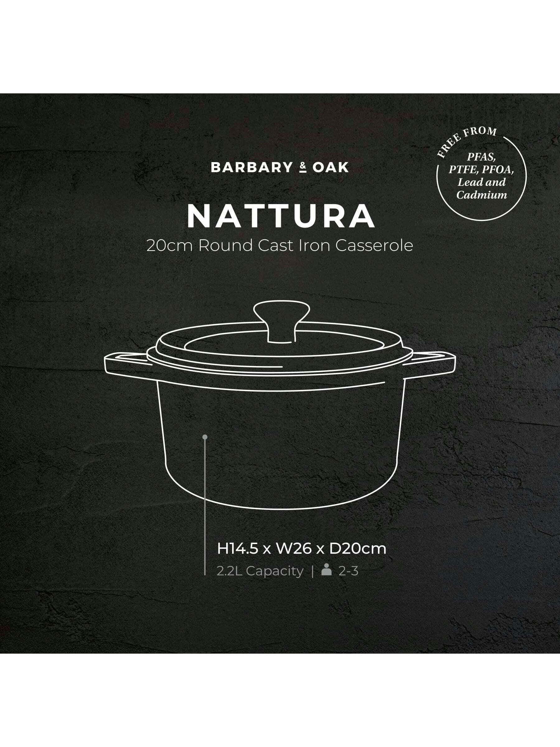 Barbary and Oak Cashmere Nattura Cast Iron Casserole 2.2L Cooking Pot