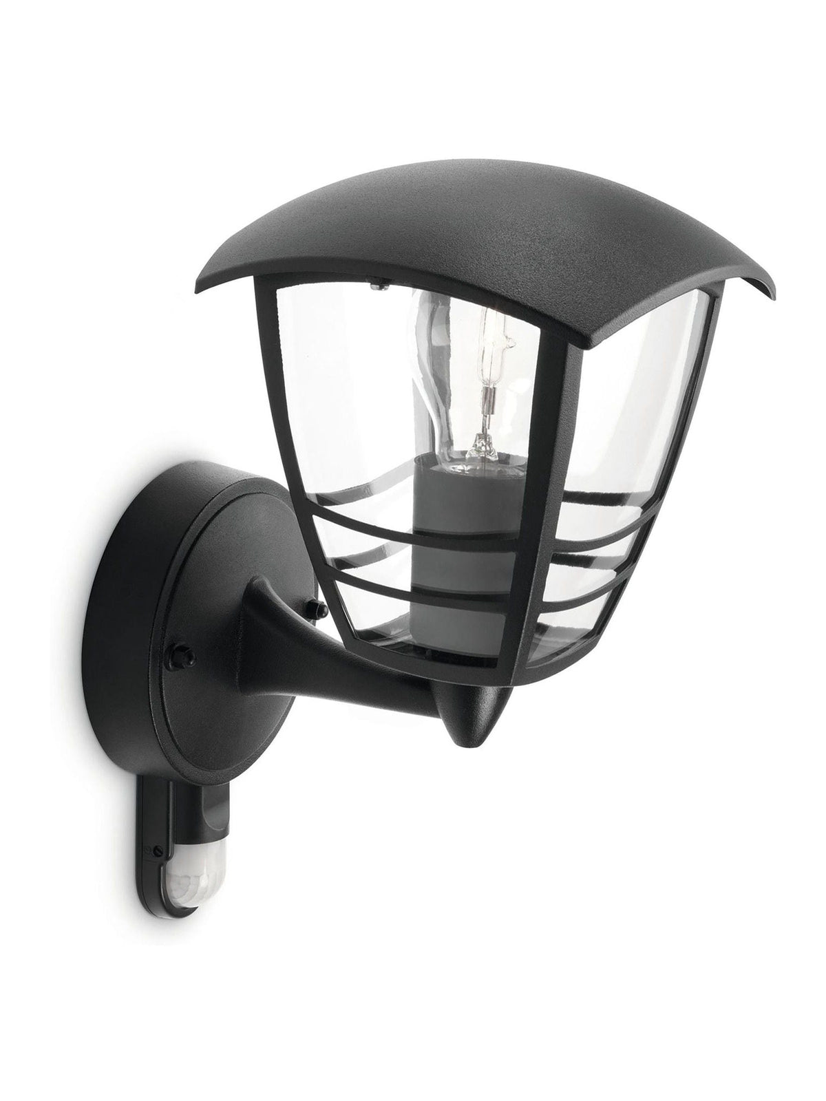 Philips Black Creek outdoor wall lantern with PIR, UK version
