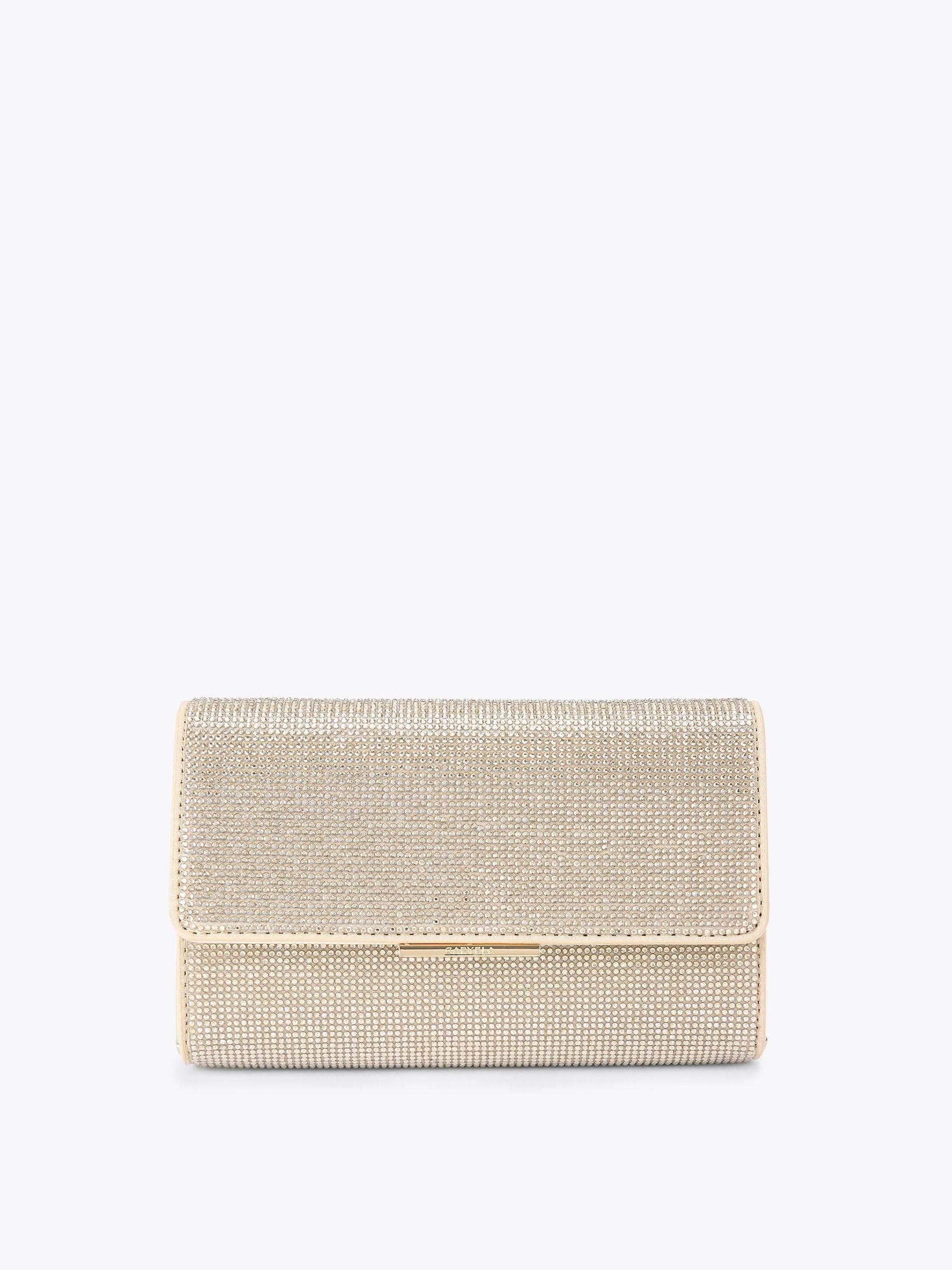 Carvela Anna clutch bag with silver crystal embellishment - British product