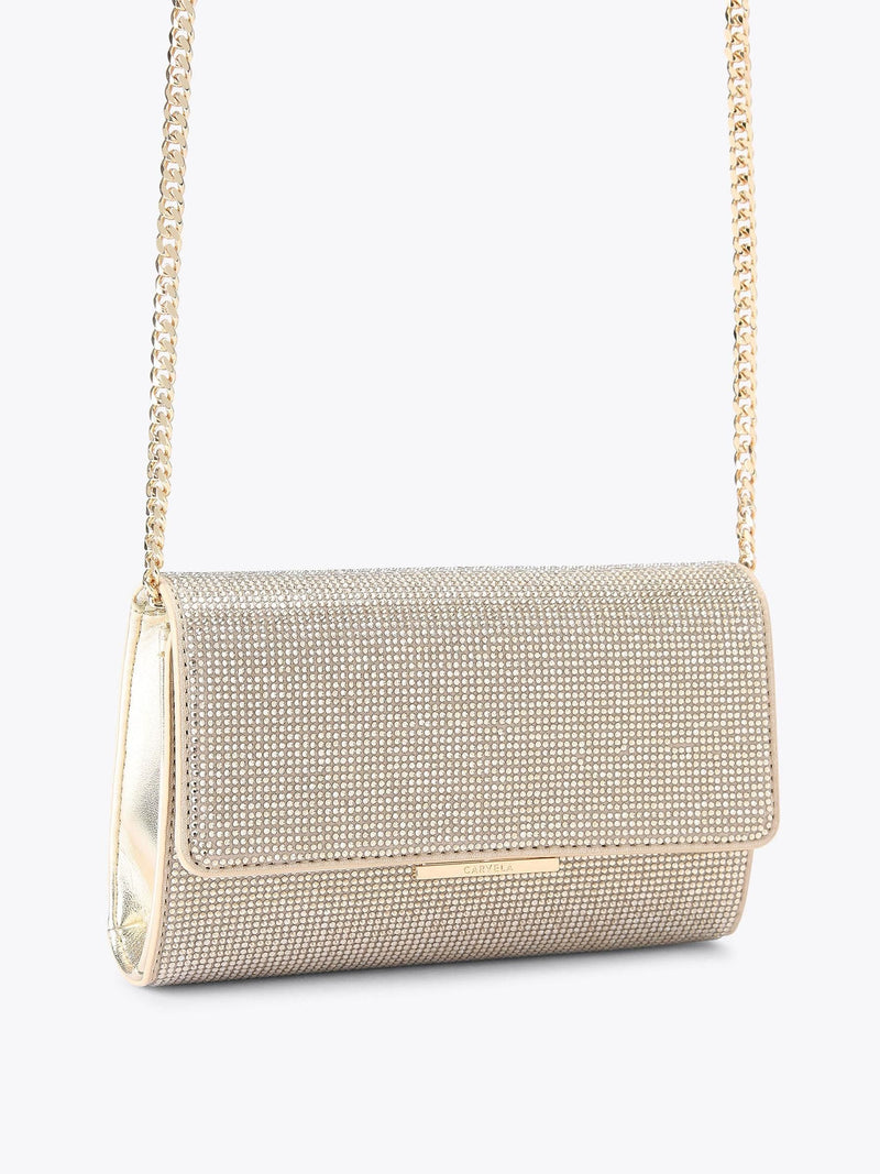 Carvela Anna clutch bag with silver crystal embellishment - British product