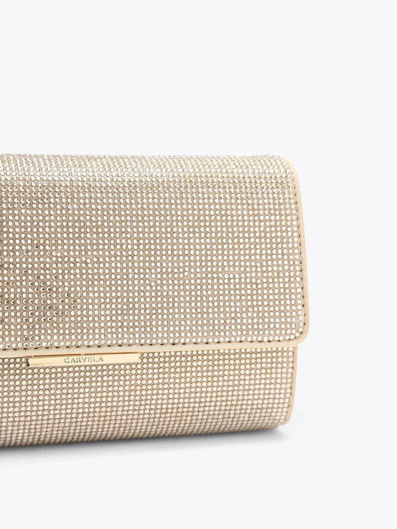 Carvela Anna clutch bag with silver crystal embellishment - British product