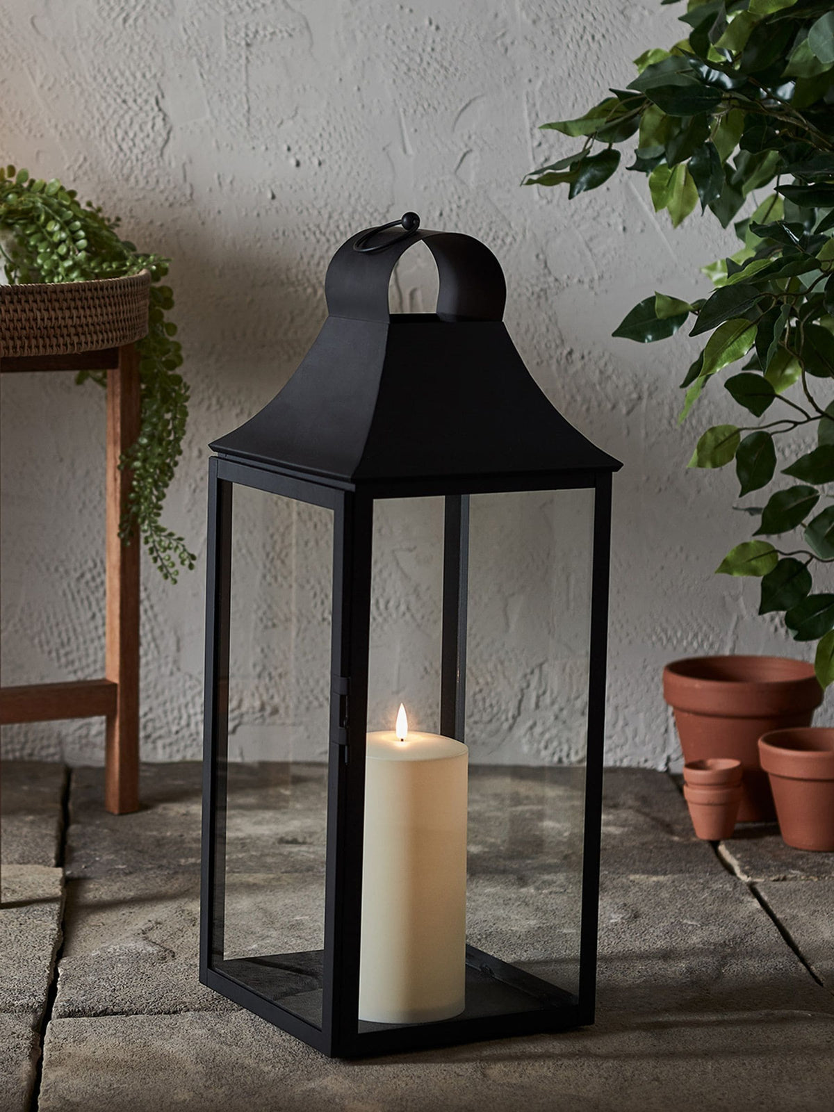 Lights4fun Albury black garden lantern 59cm, UK version