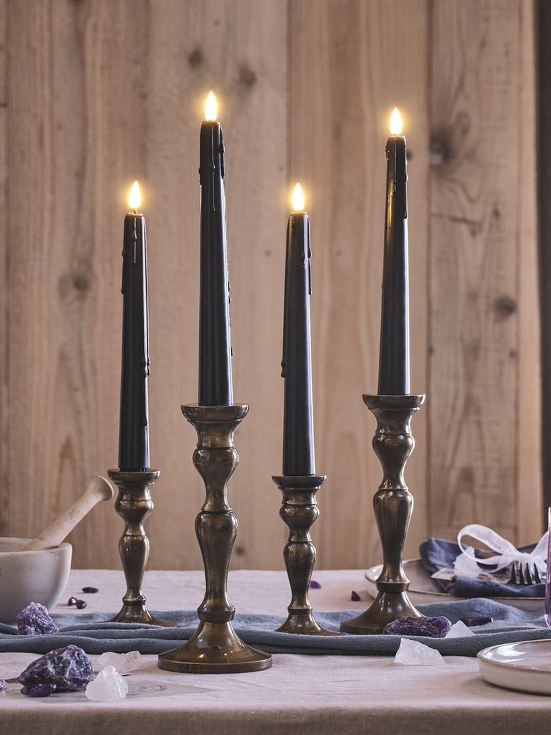 Lights4fun black dripping LED taper candles set of 4, UK version