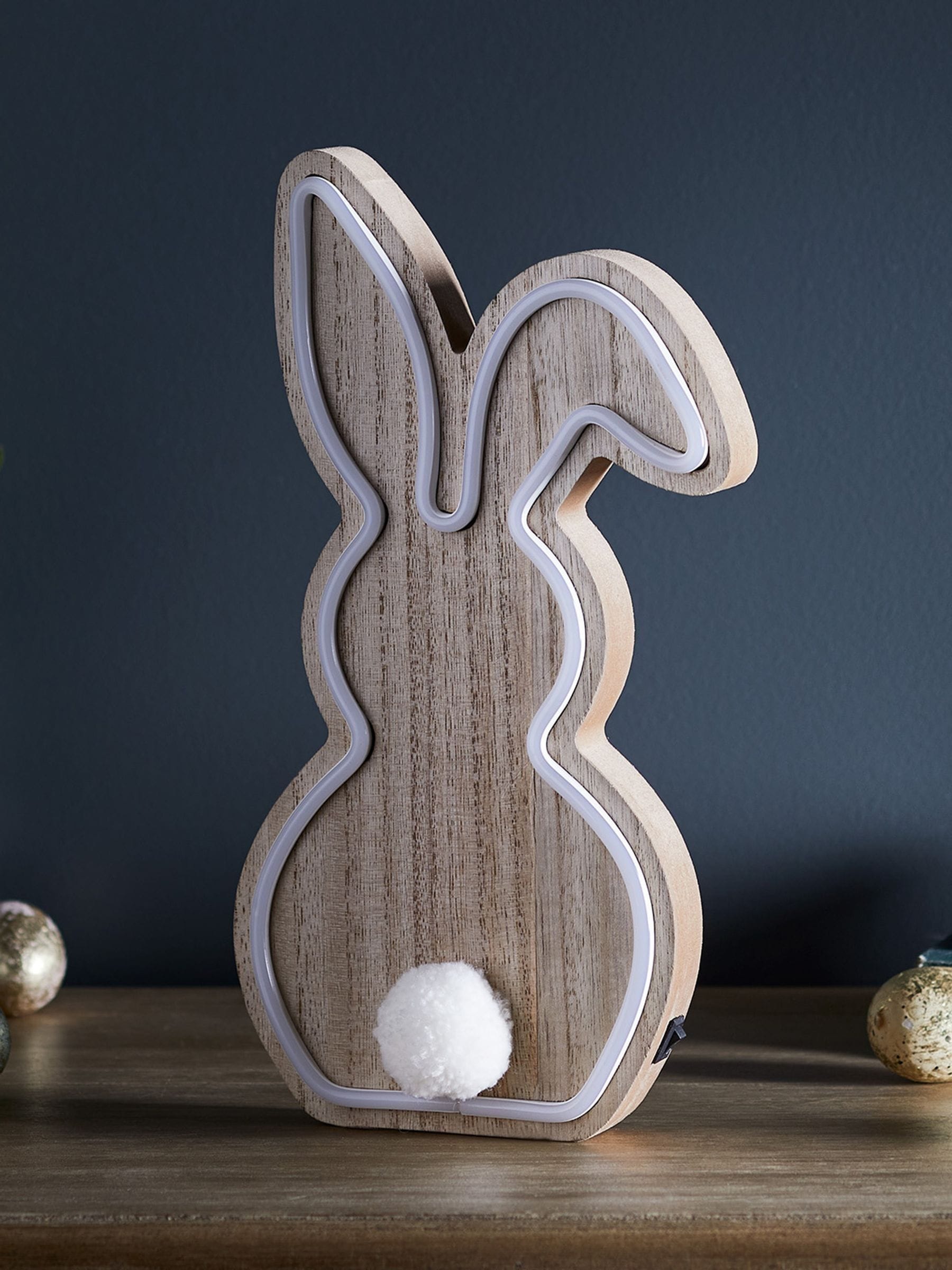 Lights4fun wooden bunny neon light 30cm, imported from the UK