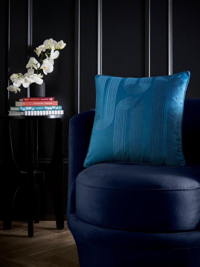 Laurence Llewelyn-Bowen Teal Diva Embroidery Velvet Filled Cushion