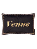 Laurence Llewelyn-Bowen black velvet cushion with gold embroidered Venus, UK version
