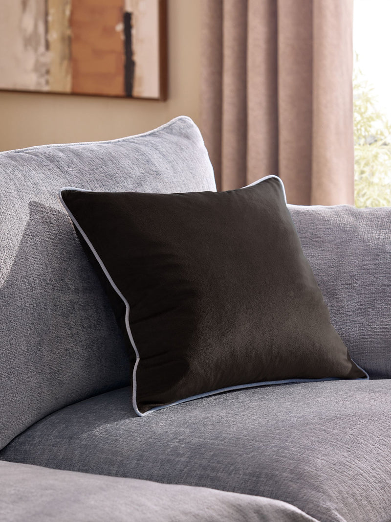 Dark Green Matte Velvet Contrast Pipe Cushion - 50 x 50cm