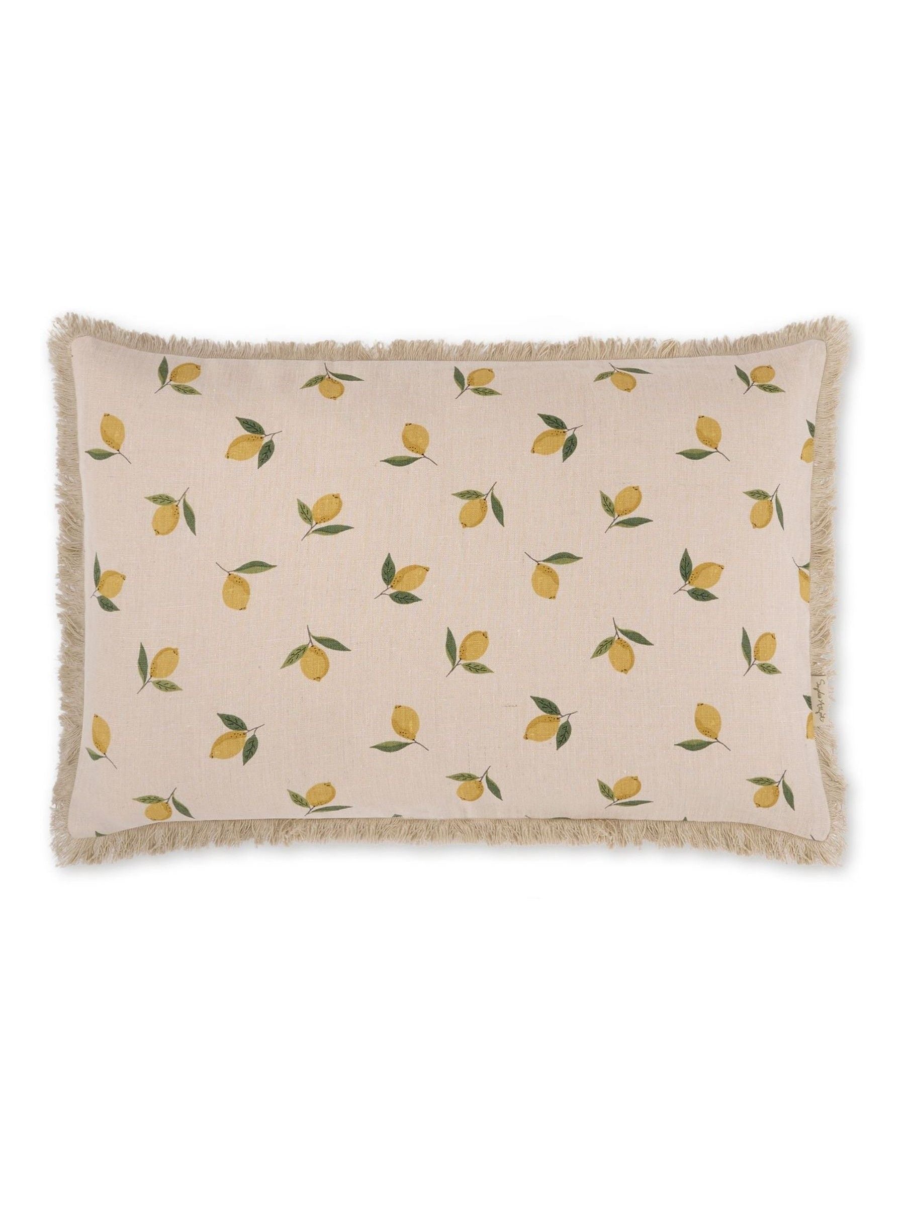 Sophie Allport natural lemons linen cushion 35x55cm - British product