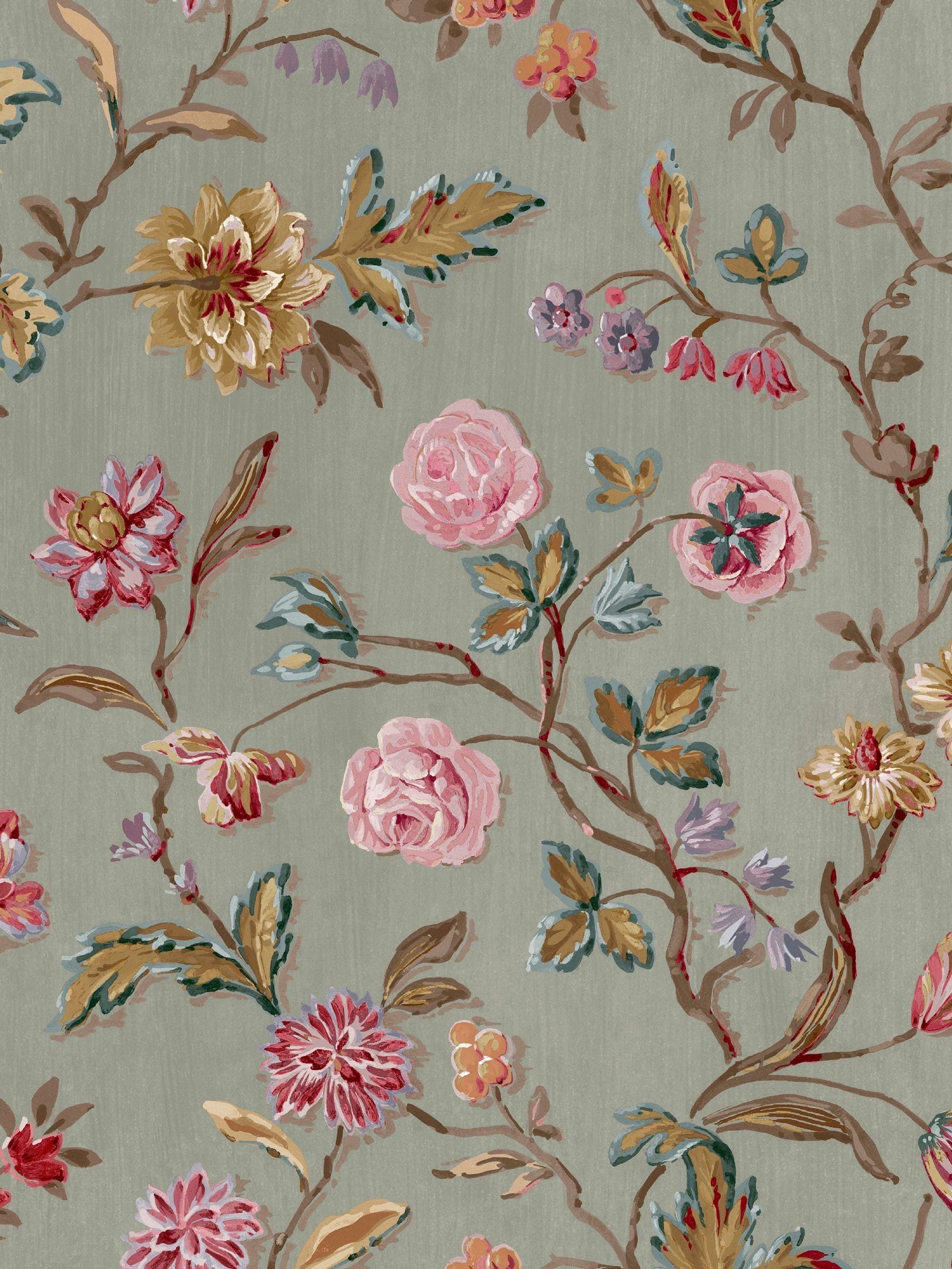 Laura Ashley wallpaper sample Antique Green Lingmell Trail A4, UK version
