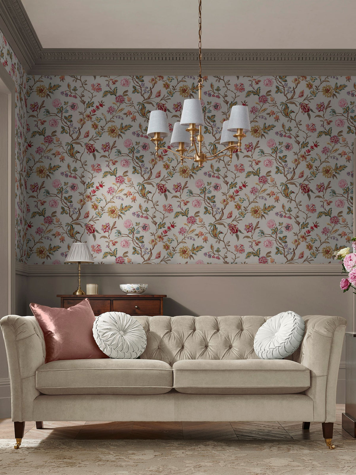 Laura Ashley Antique Green Lingmell Trail Wallpaper Sample A4