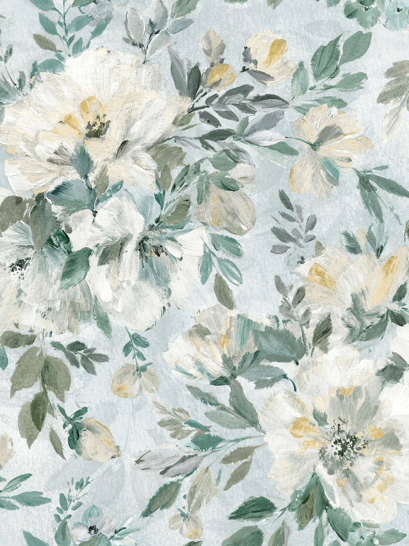 Laura Ashley wallpaper sample Elowen Peony pale teal A4, imported from the UK