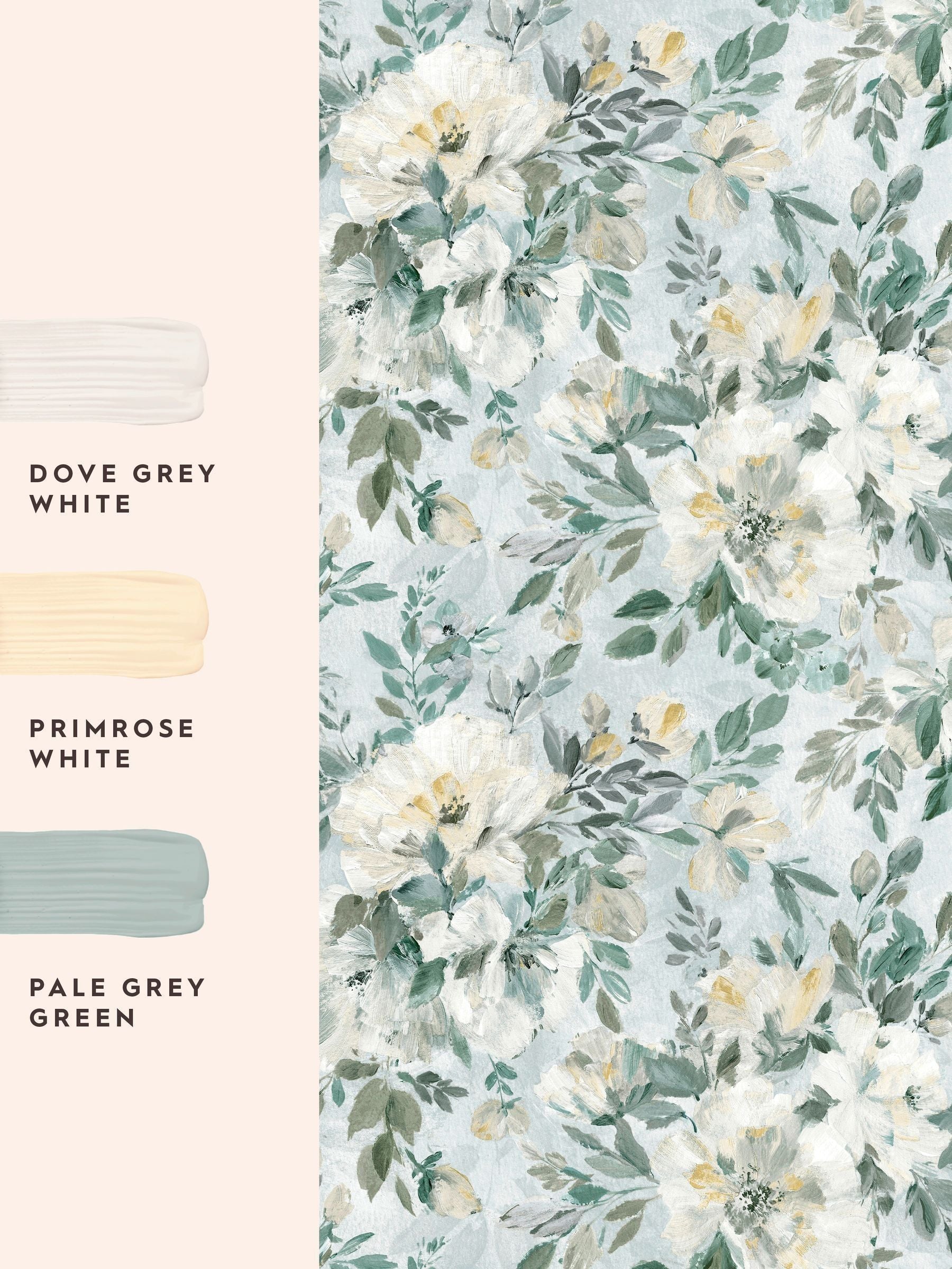 Laura Ashley wallpaper sample Elowen Peony pale teal A4, imported from the UK