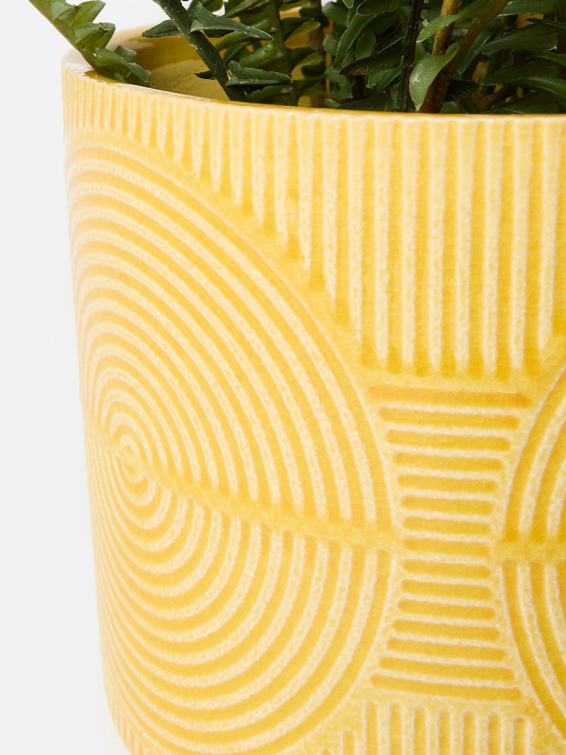 Oliver Bonas Yellow Cerchio Ceramic Plant Pot