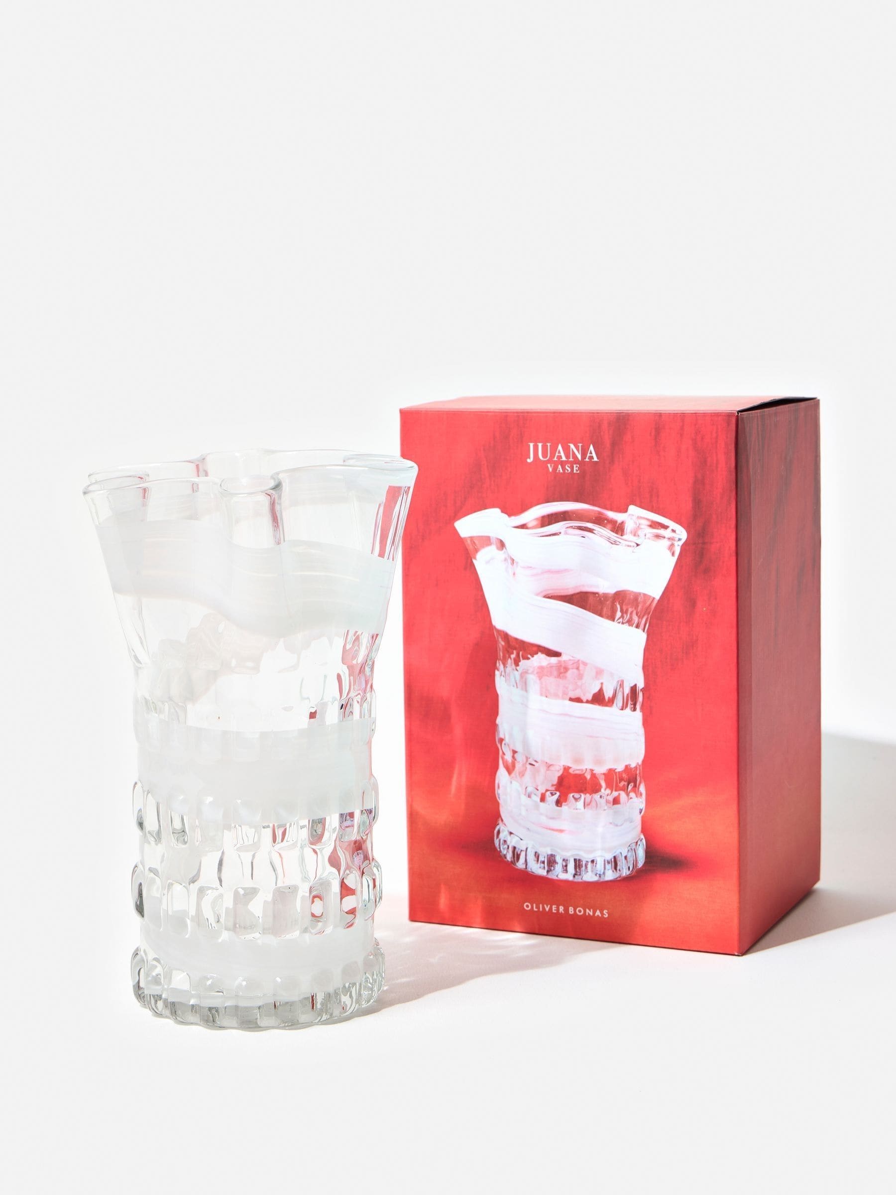 Oliver Bonas Juana spiral clear glass vase 26cm (British brand)