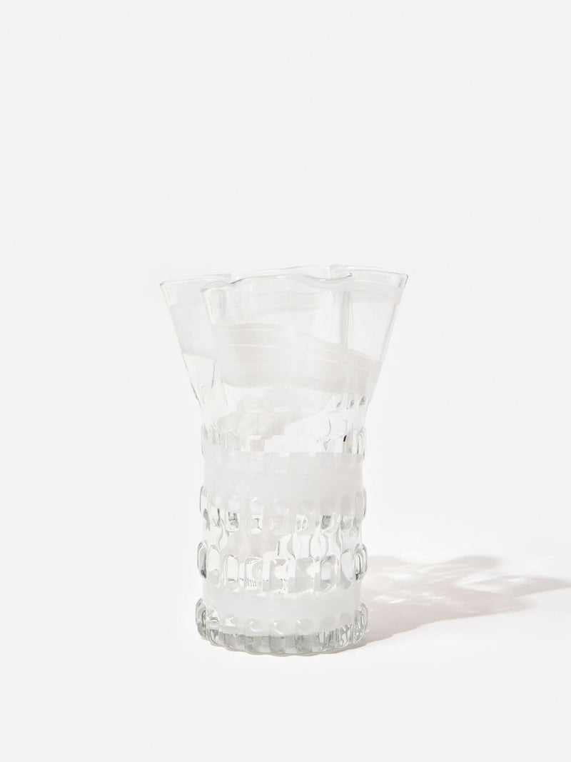 Oliver Bonas Juana spiral clear glass vase 26cm (British brand)