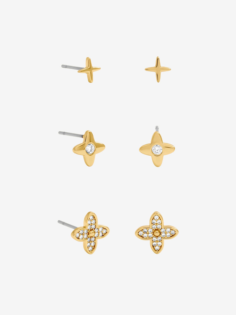 Inicio crystal clover earrings pack of 3 - British product
