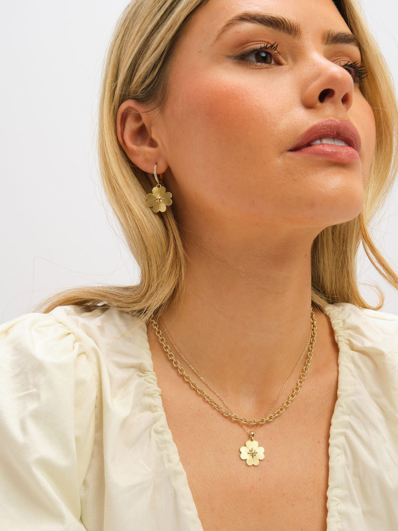 Inicio gold plated diamond cut clover earrings (British brand)