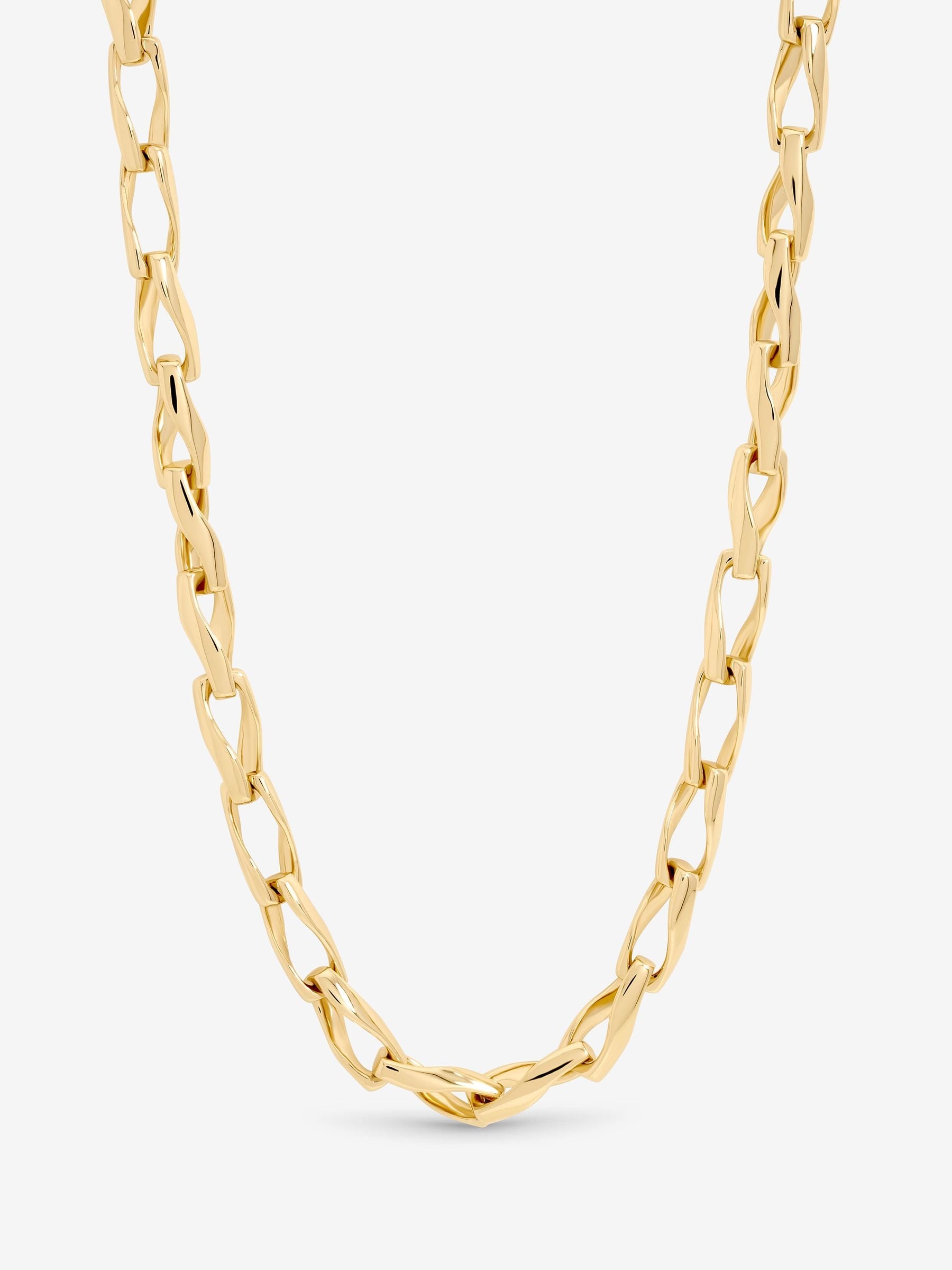 Inicio gold tone twisted link necklace gift pouch (British brand)